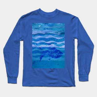 Fish and Waves Monoprint in Acrylic Long Sleeve T-Shirt